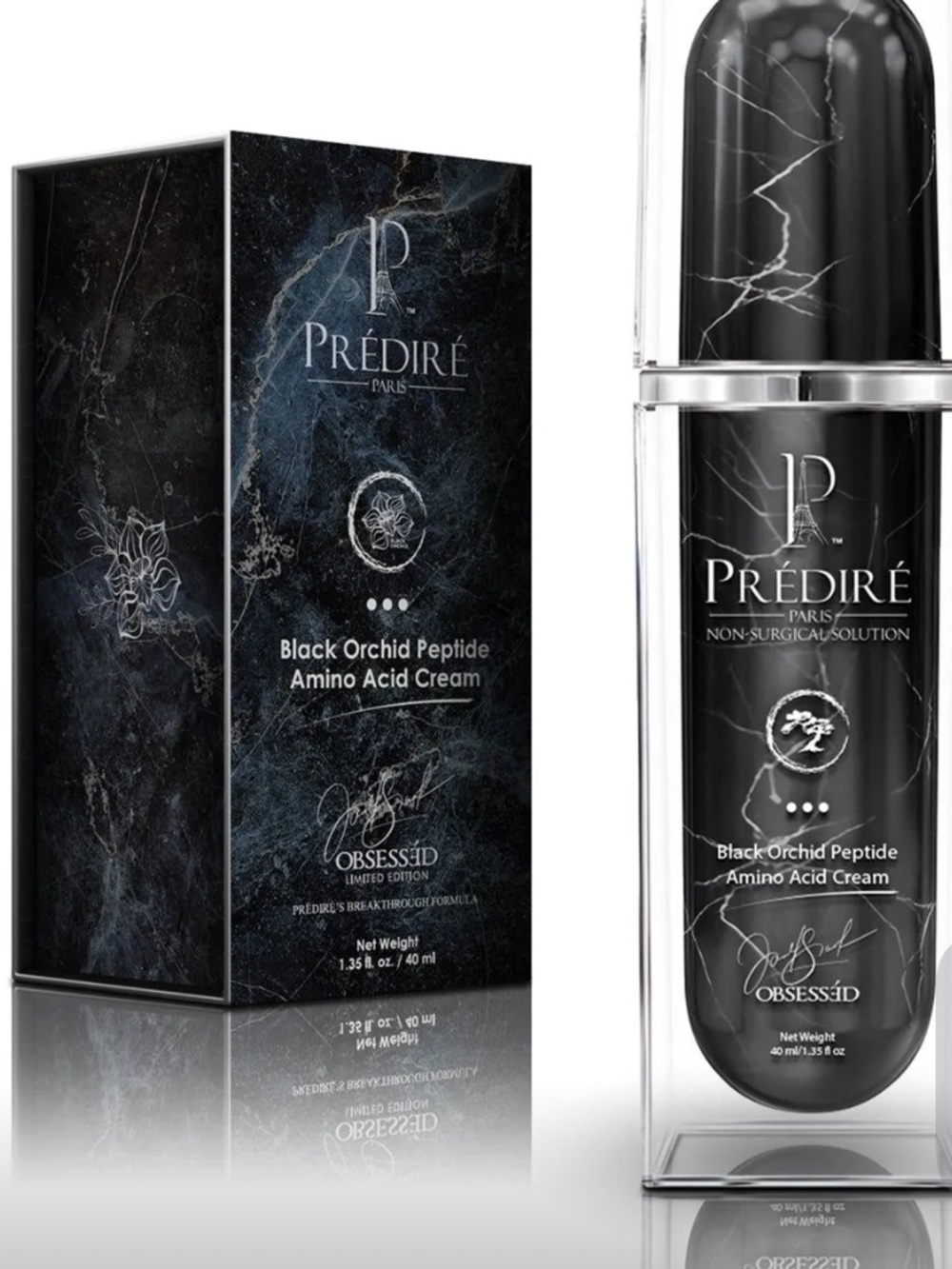 PRÉDIRÉ Black Orchid Peptide Amino Acid Cream - Black Marble Packaging